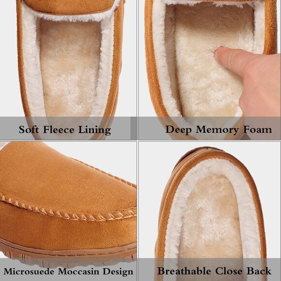 Men Beige Indoor Outdoor Anti Slip Slippers Warm Plush With Soft faux Fur Lining main image 7